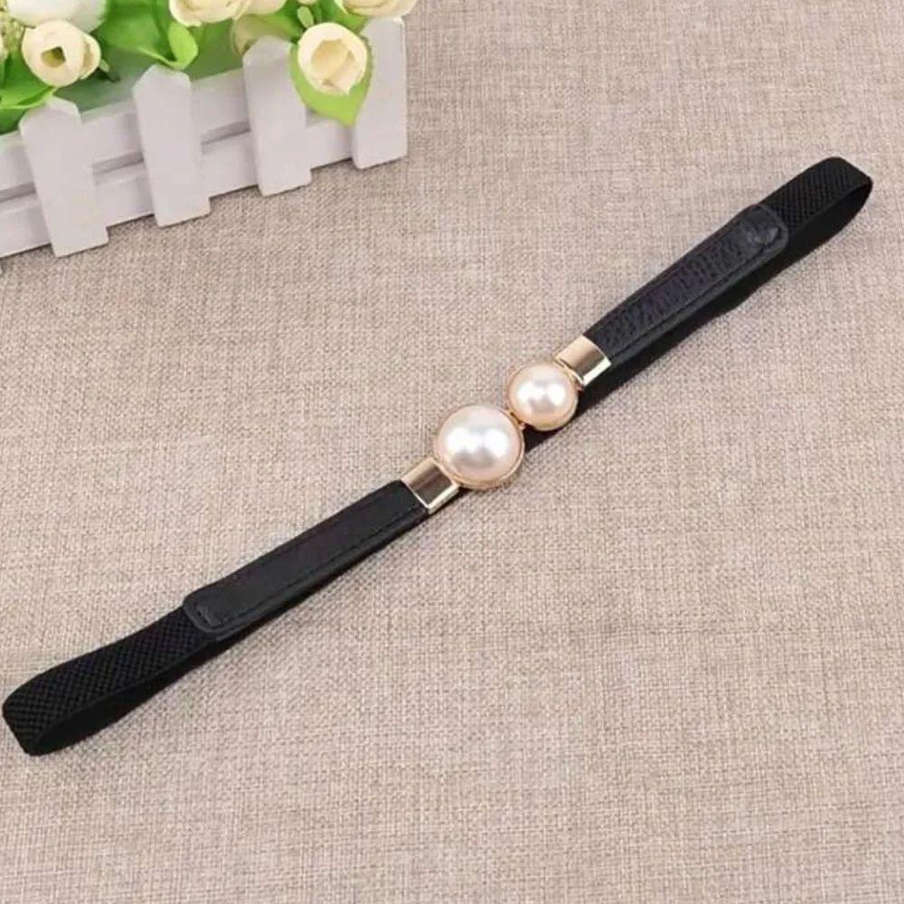 NEW| Women’s Thin Statement Black Pearl Chic & Trendy Belt